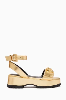 Buy Versace Multicolour Medusa Platform Sandals in Leather for Kids Online Ounass Kuwait