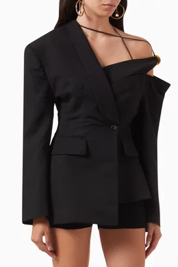 Buy Jacquemus Black La Veste Baska Blazer in Virgin Wool for Women