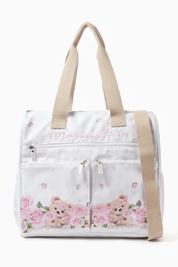 Buy Monnalisa White Floral Ottoman Changing Bag in Jersey for Baby