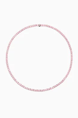 Buy Swarovski Pink Matrix Tennis Necklace in Rhodium-plated Metal
