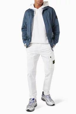 Buy Stone Island Blue Compass Logo Patched Bomber Jacket in