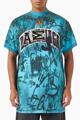 Buy Balenciaga Blue Skater Oversized T-shirt in Vintage