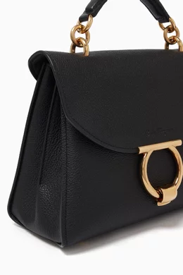 Buy Ferragamo Black Mini Gancini Top-handle Bag in Leather for