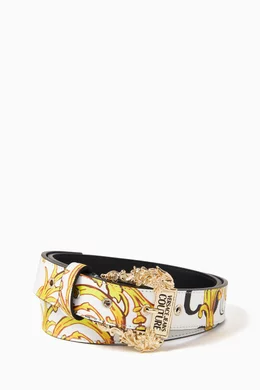 Buy Versace Jeans Couture White Baroque-print Belt in Saffiano