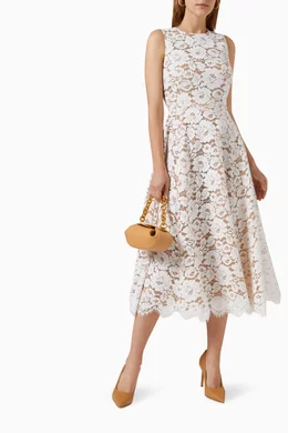 Buy Michael Kors Collection White Floral Lace Dress in Cotton