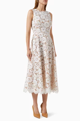 Buy Michael Kors Collection White Floral Lace Dress in Cotton