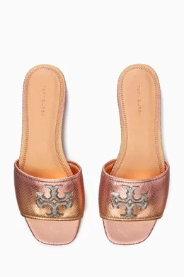 Buy Tory Burch Pink Eleanor Pavé Wide Fit Slide Sandals in