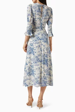 knee length dresses for ladies Rent Reformation Carolena Floral Dress  Feminine & Chic  Versatile