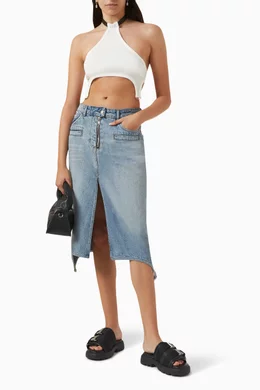 Buy Courreges White Suspenders 90s Crop Top in Rib-knit for Women