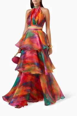 Yaura high waist maxi skirt top