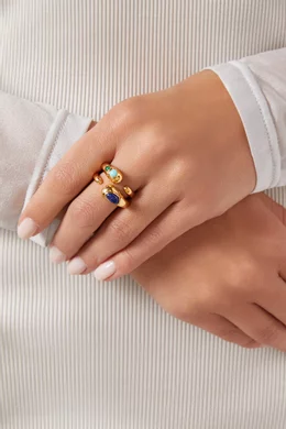 Buy Missoma Blue Molten Multi-gem Stacking Ring Set in 18kt