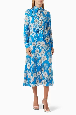 Buy PINKO Blue Floral Shirt Dress for Women Online | Ounass Kuwait