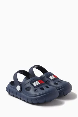 Buy Tommy Hilfiger Blue TH Flag Comfy Sandals in Rubber for UNISEX - Main Image