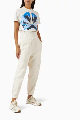 Buy BOSS Neutral Eflim Ruched Waistband Trackpants in Cotton for