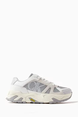 Buy Calvin Klein Jeans Grey Chunky Runner Sneakers in Leather and
