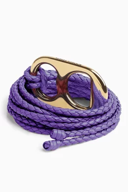 Bottega Veneta Can Opener Braided Lambskin Belt Purple Italy NWT Bottega Veneta Can Opener Braided Lambskin Belt Purple Italy NWT main image 2