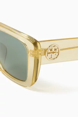 Buy Tory Burch Yellow Miller Rectangular Sunglasses in Acetate for