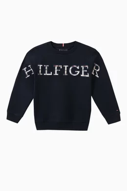 Buy Tommy Hilfiger Blue Logo-embroidered Sweatshirt in Cotton for