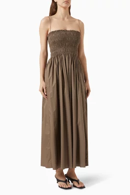 Buy Matteau Green Shirred Bodice Maxi Dress in Organic Cotton for Women  Online | Ounass Kuwait