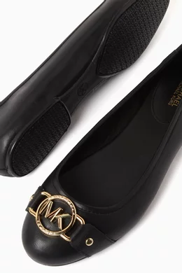 Buy Michael Kors Black Rory Ballet Flats in Logo Canvas for Women