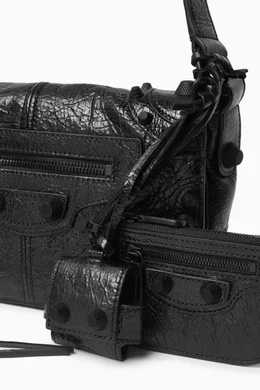 Buy Balenciaga Black XS Le Cagole Men Flap Crossbody Bag in