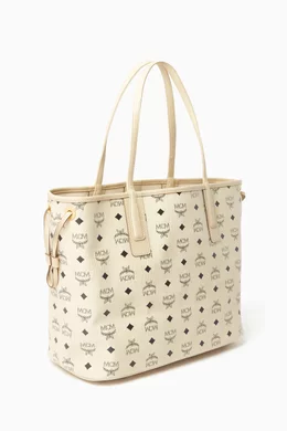Buy MCM Neutral Medium Reversible Liz Shopper Tote Bag in Visetos