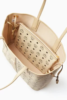 Buy MCM Neutral Medium Reversible Liz Shopper Tote Bag in Visetos