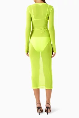 good american sheer mesh midi dress GAUZE MESH MAXI DRESS