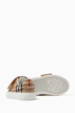 Buy Burberry Neutral Check Sneakers in Cotton Canvas for UNISEX