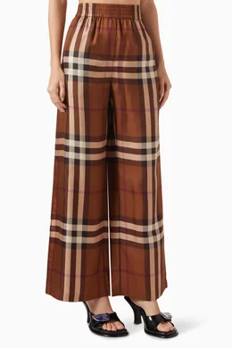 Buy Burberry Blue Alex Check print Culottes Pants in Silk for Women Online Ounass Kuwait