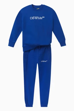 Buy Off-White Blue Logo-print Sweatpants in Cotton for Boys Online