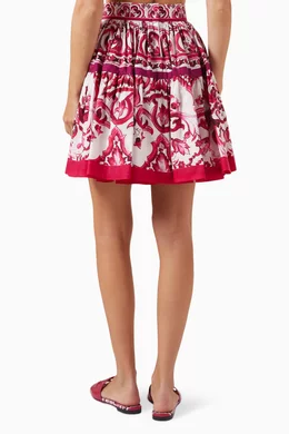 【関税＆送料込み】Dolce & Gabbana Pink Cotton Skirt Buy Dolce & Gabbana Pink Majolica-print Mini Skirt in Cotton