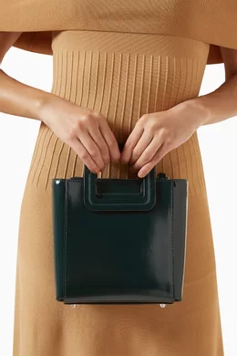 Buy Staud Green Mini Shirley Bag in Shiny Leather for Women Online