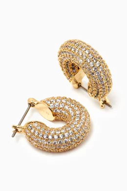 Buy Luv Aj Gold Pave Mini Donut Hoop Earrings in Gold-plated Brass