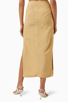 Buy Just Bee Queen Neutral Camp Maxi Skirt in Stretch poplin for Women Online Ounass Kuwait