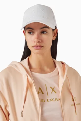 Buy Armani Exchange White AX Logo Baseball Hat in Gabardine for