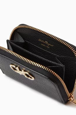 Buy Ferragamo Black Gancino Soft Credit Card Case in Pebbled