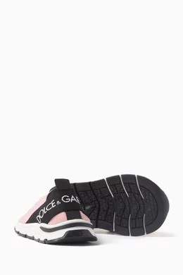 Buy Dolce Gabbana Pink Logo Sneakers in Knit Mesh for Girls