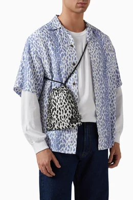 Buy WACKO MARIA White Leopard-print Shoulder Pouch in Nylon for