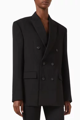 Buy Black Double Breasted Blazer in Wool for Women