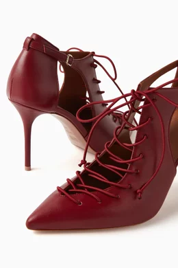 Buy Malone Souliers Burgundy Montana 85 Lace-up Pumps in Leather