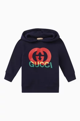 Buy Gucci Blue Logo-detail Hoodie in Cotton for Baby Boys Online