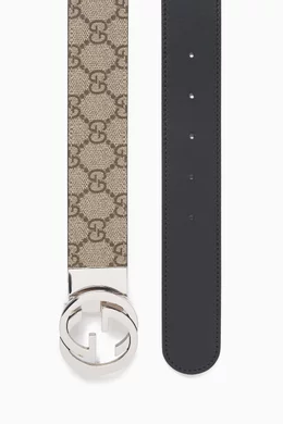 Buy Gucci Neutral Reversible Belt in Leather Canvas for Men