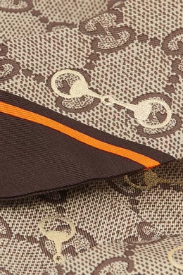 Buy Gucci Brown GG-print Horsebit Neck Bow in Silk for Women