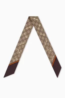 スカーフ Gucci Gg Chain Horsebit Print Silk Neck Bow Gucci Gg Chain Horsebit Print Silk Neckbow Silk - Red
