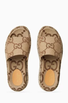 Buy Gucci Brown GG Platform Slide Sandals in Logo Canvas for Women