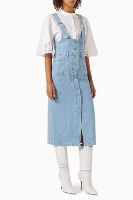 Buy Isabel Marant Etoile Blue Filipine Dungaree Midi Dress in
