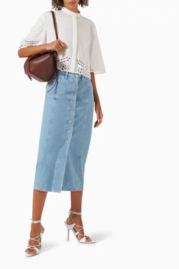 Buy Isabel Marant Etoile White Rommy Crochet Crop Shirt in Cotton 