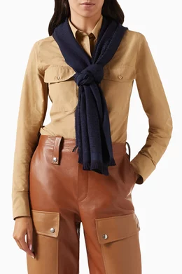 Buy Ferragamo Blue Gancini Scarf in Wool for Women Online Ounass