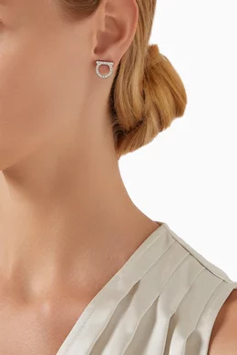 Buy Ferragamo Silver Gancini Crystal Stud Earrings in Silver